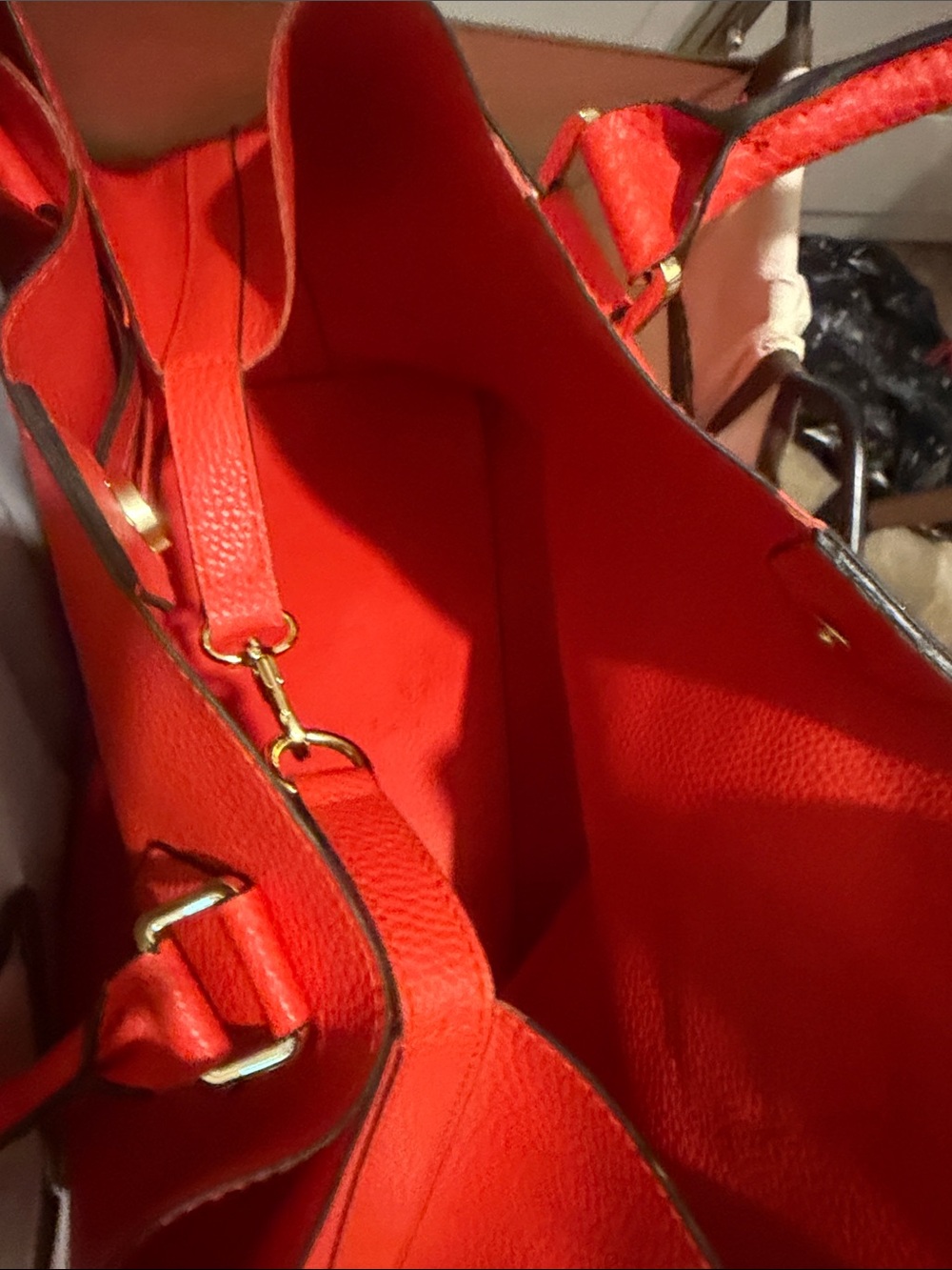 Red Leather Tote Bag - Women's - Picture 5 of 7